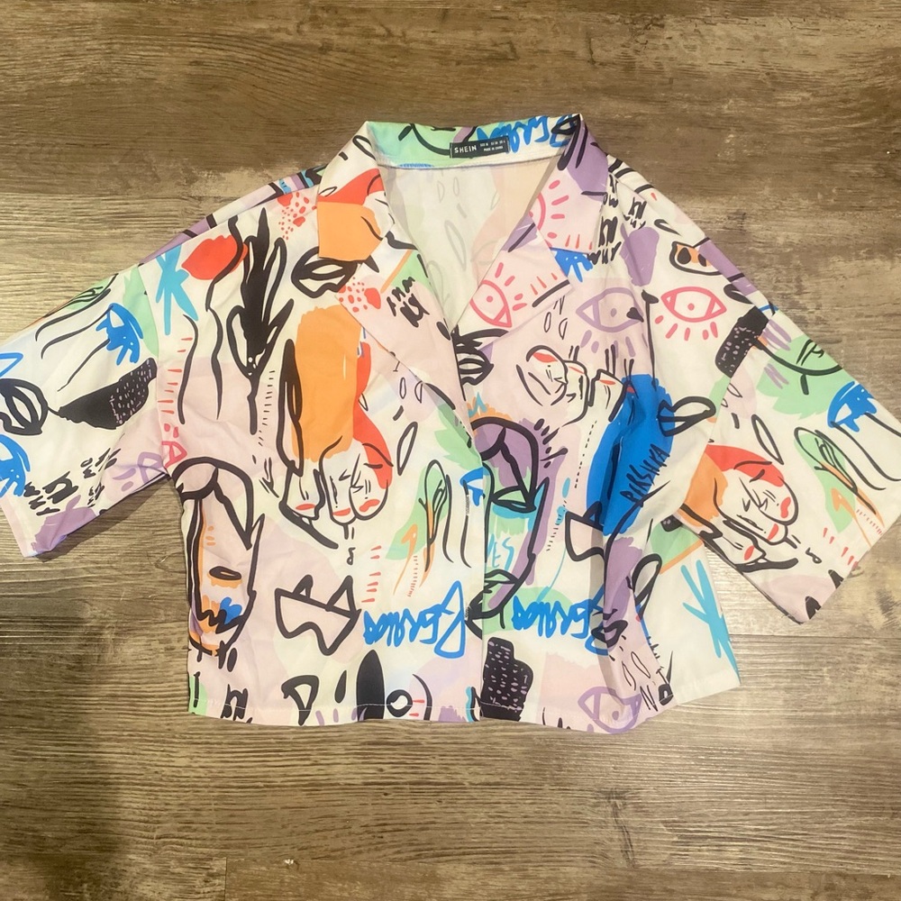 SHEIN Multicolor Abstract Print Blouse